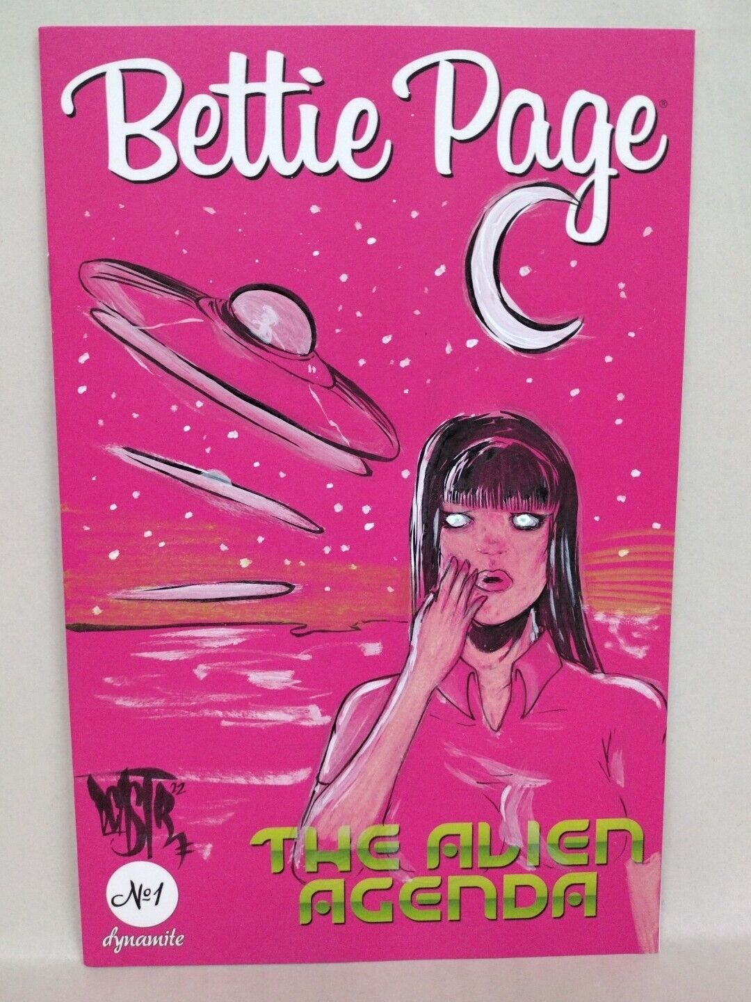 Bettie Page Alien Agenda #1 (2022) Dynamite Sketch Cover W Original DCastr Art