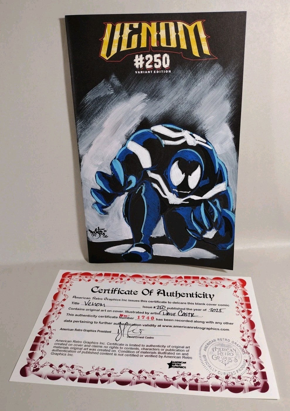 Venom #250 (2025) Marvel Black Sketch Cover W Original Dave Castr Art