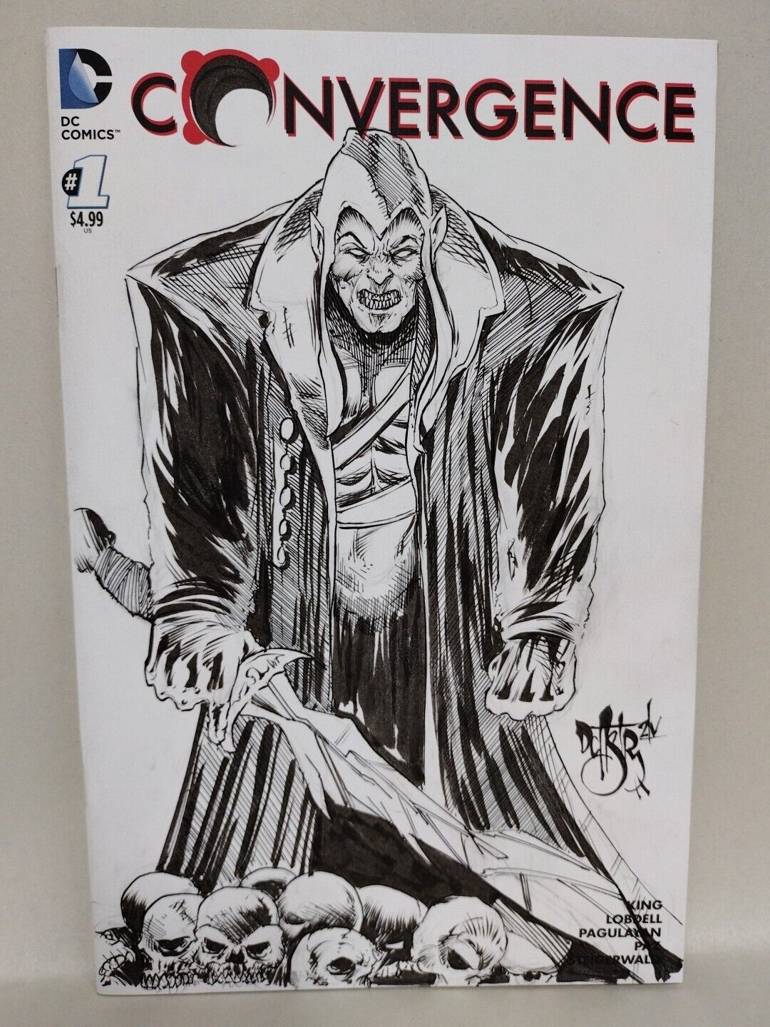 Convergence 1 (2015) Sketch Variant DC Comic w Original Dave Castr Eclipso COA