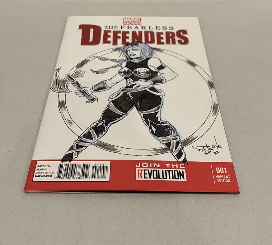 FEARLESS DEFENDERS #1 Blank Sketch Variant Cover Comic W Original Art Dave Castr