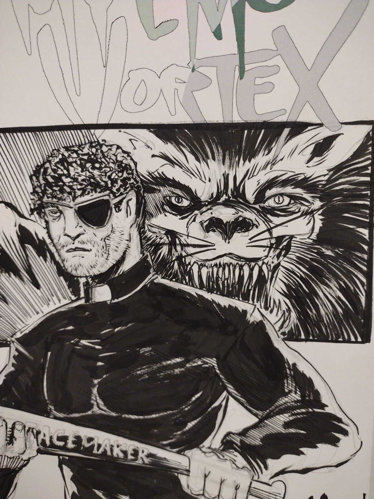 MY EMO VORTEX #1 Sketch Cover W Original  Silver Bullet Werewolf Art Dave Castr