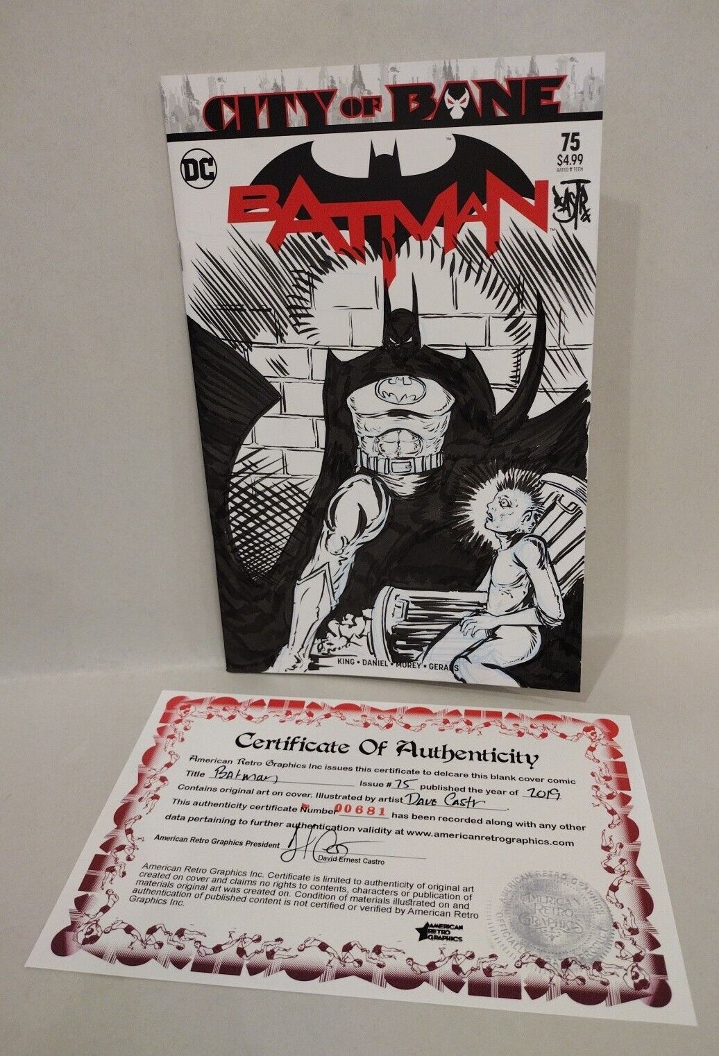 Batman #75 (2019) DC Comic Blank Sketch Variant Cover W Original Dave Castr Art 