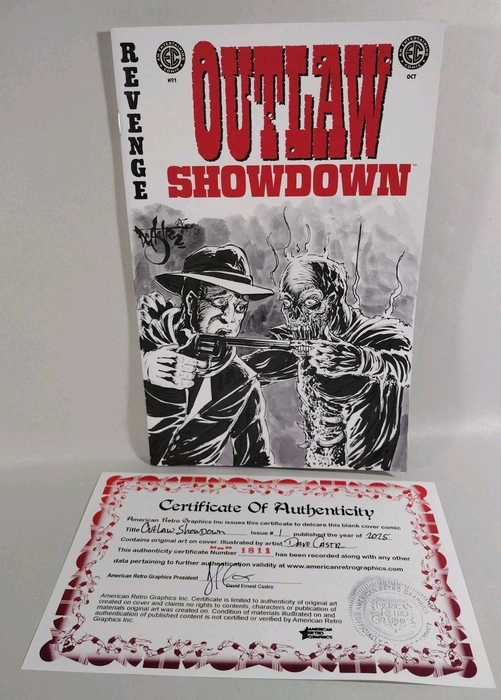 Outlaw Showdown #1 (2025) EC Comic Sketch Variant Cvr W Original Dave Castr Art