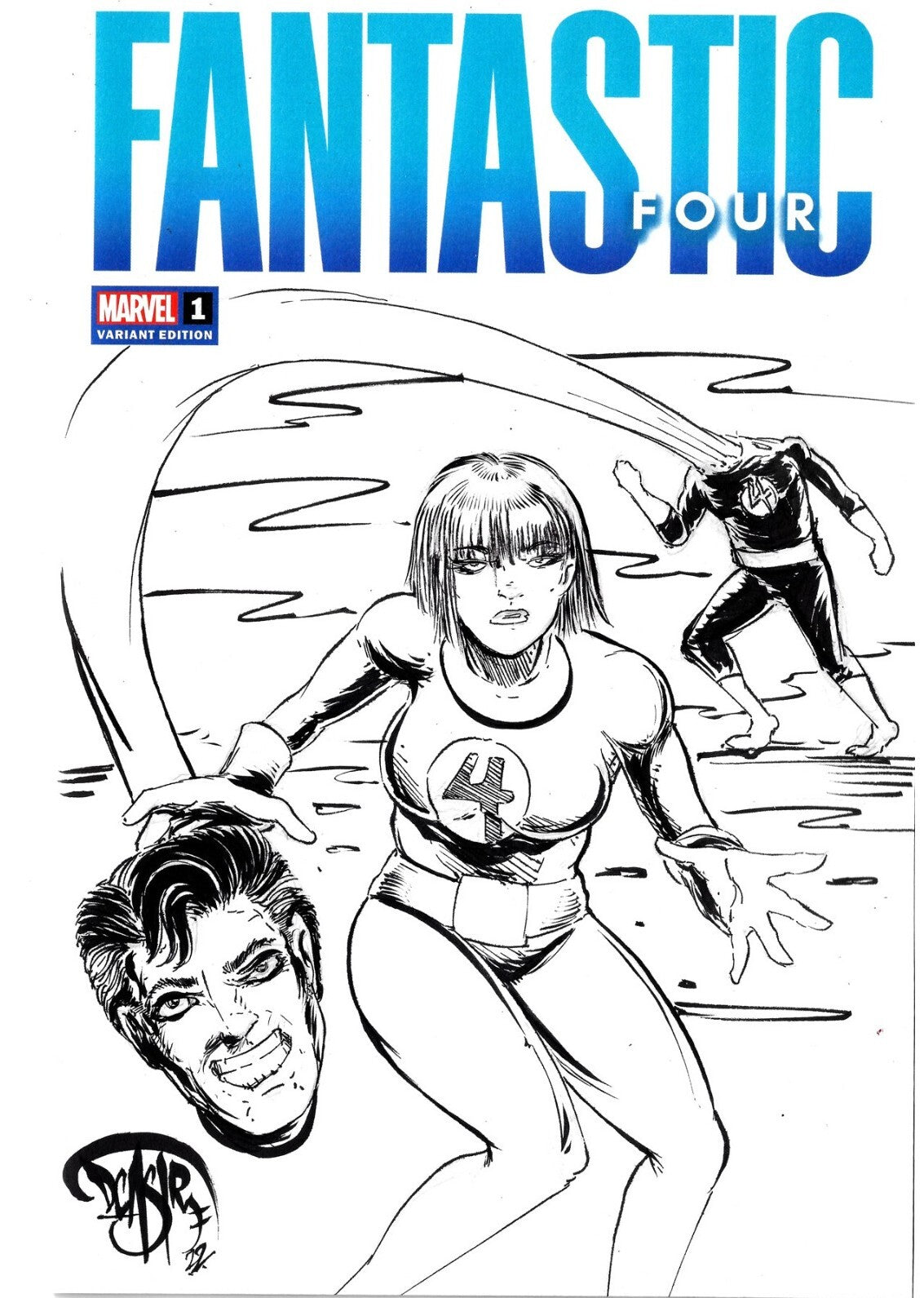 Fantastic Four 1 (2023) Blank Cover Variant Comic W Original Richards DCastr Art