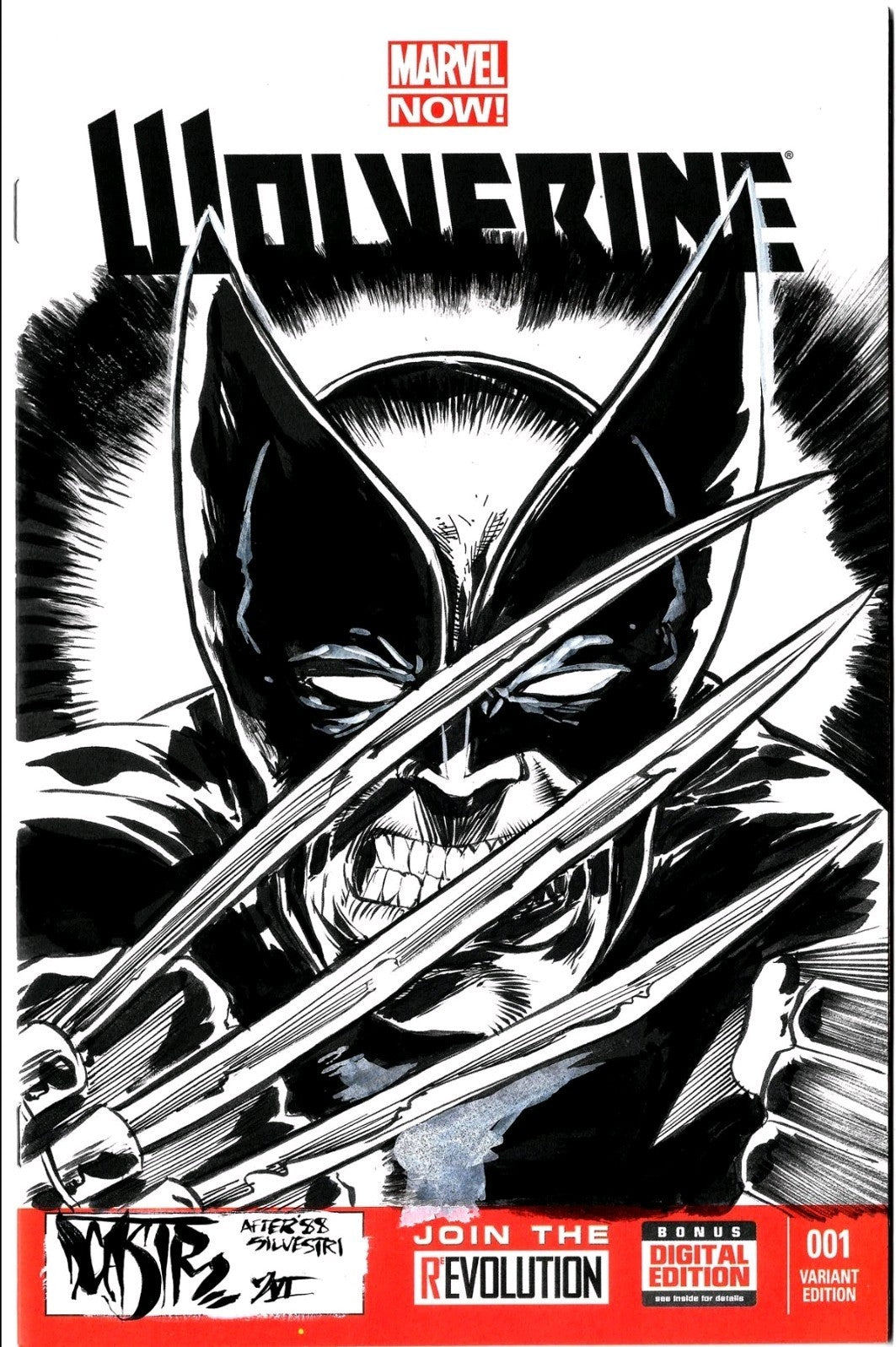 WOLVERINE #1 (2013) Marvel Sketch Cover Variant Comic w Original Dave Castr Art