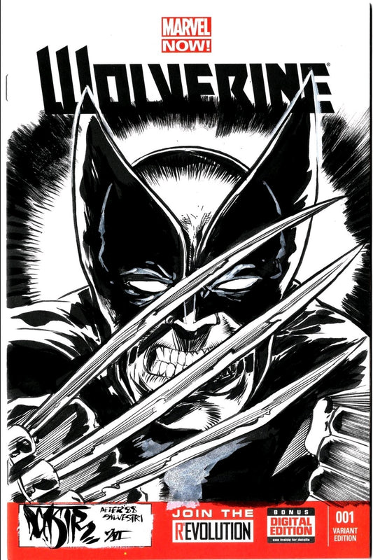 WOLVERINE #1 (2013) Marvel Sketch Cover Variant Comic w Original Dave Castr Art