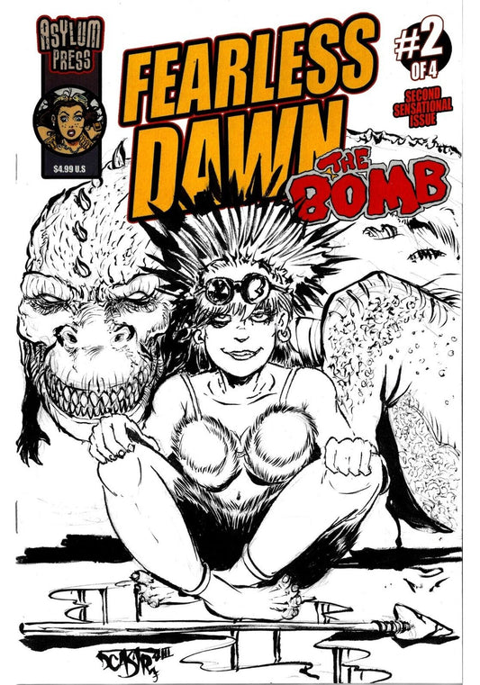 Fearless Dawn The Bomb #2 (2023) Asylum Press Sketch Cover W Original DCastr Art