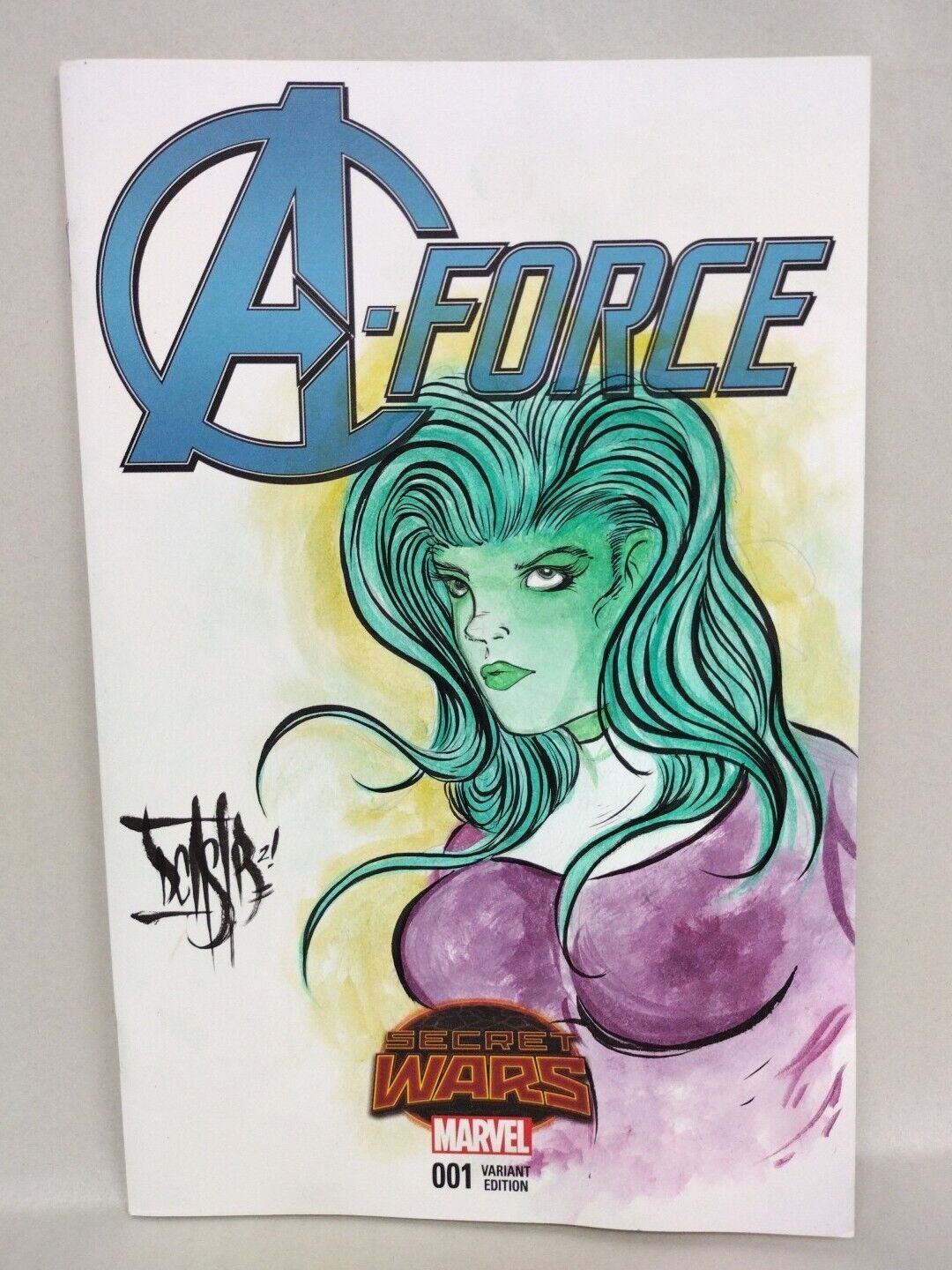 A-FORCE SECRET WARS #1 Sketch Variant Cover Comic 2015 W Original Art Dave Castr