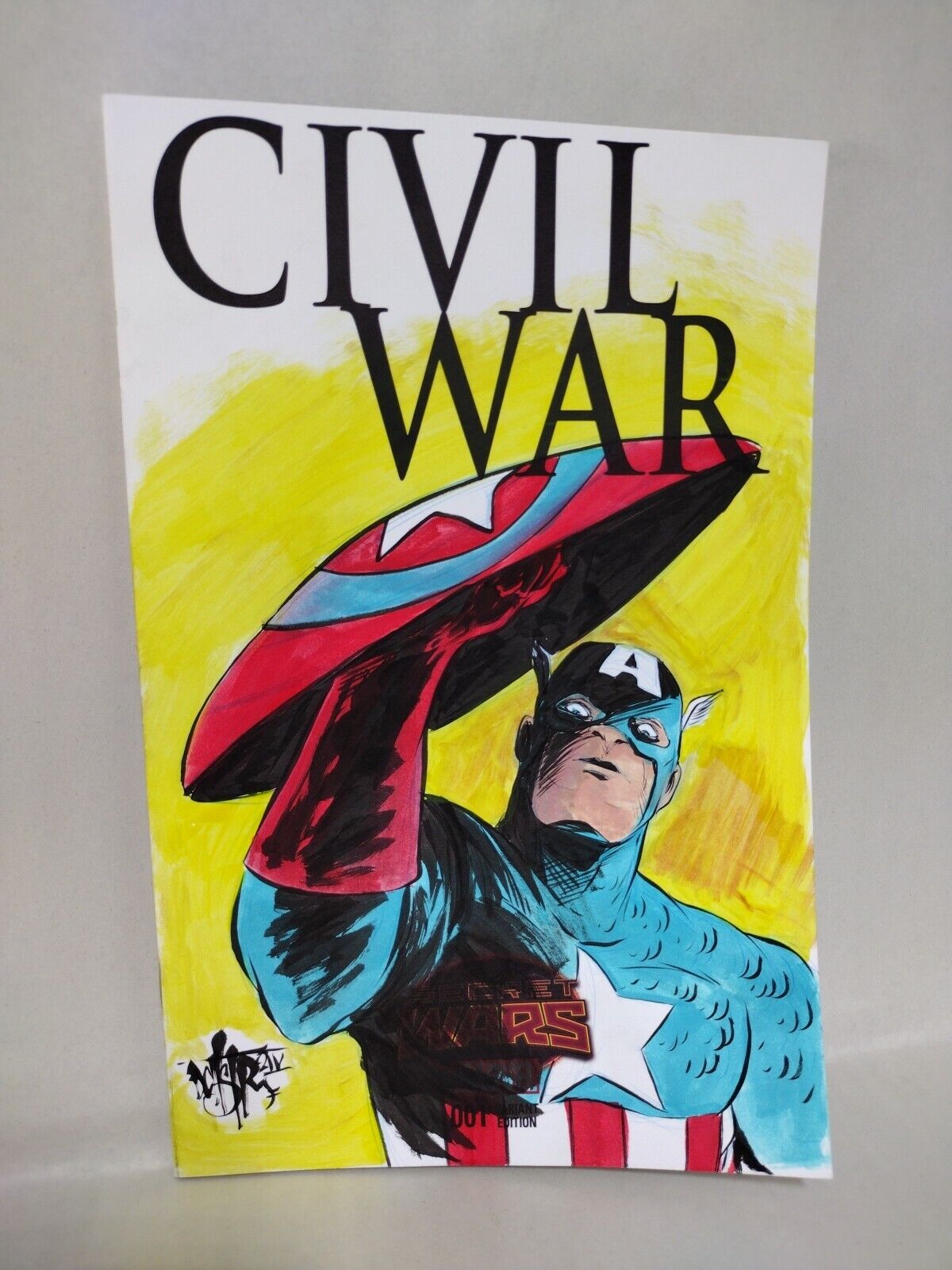 CIVIL WAR #1 (2015) Marvel Sketch Variant W Original Art DCastr Captain America 