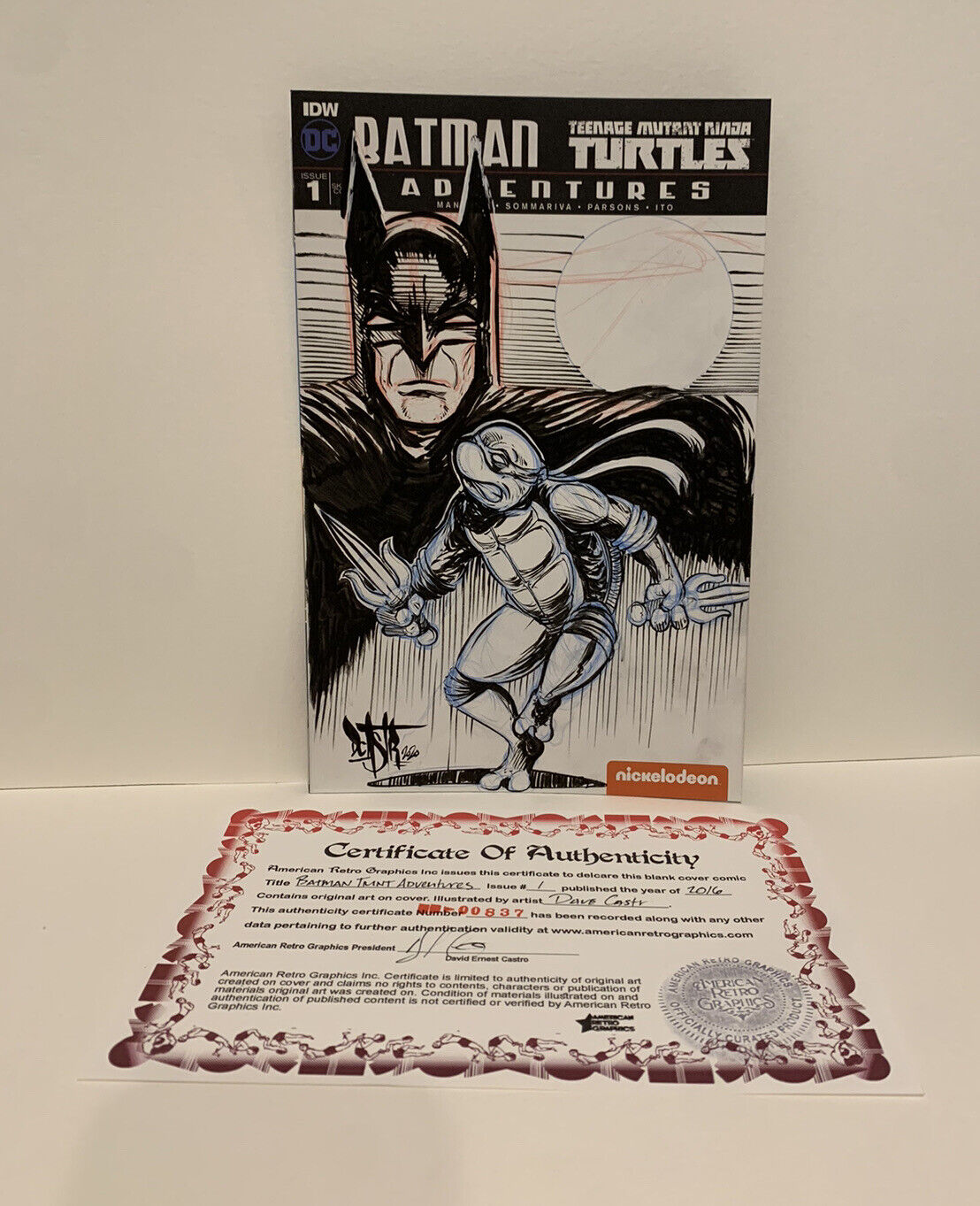 BATMAN TMNT ADVENTURES #1 Blank Variant Cover Comic W Original Art Dave Castr