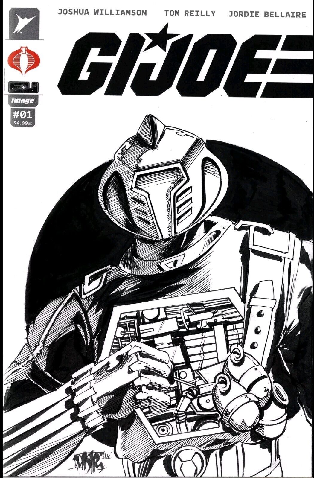 GI Joe 1 (2024) Image Sketch Cover Cobra Var Comic W Original DCastr BATS Art