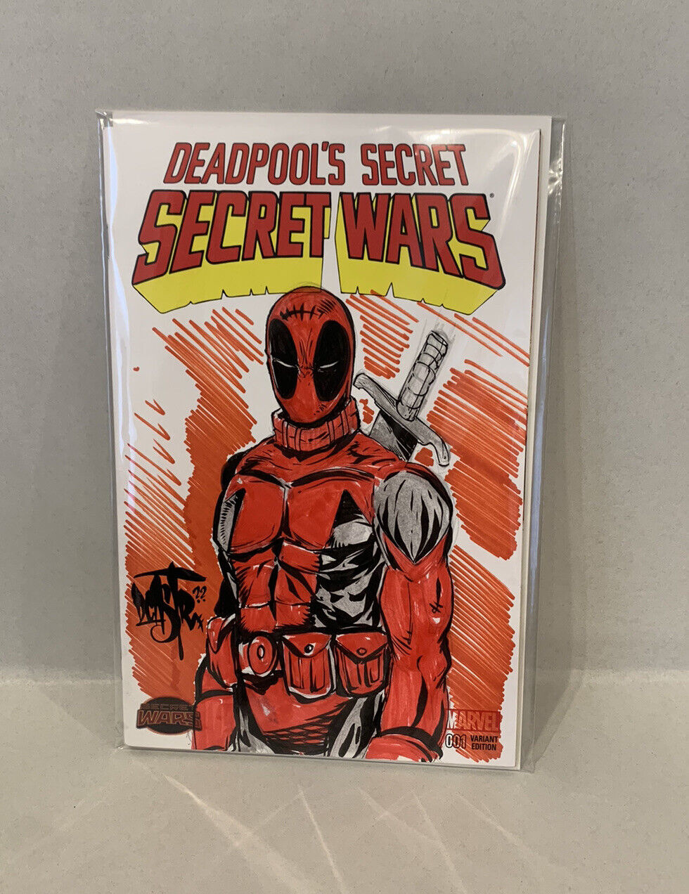 DEADPOOL'S SECRET #1 Blank Cover Variant Marvel Comic w Original DAVE CASTR Art