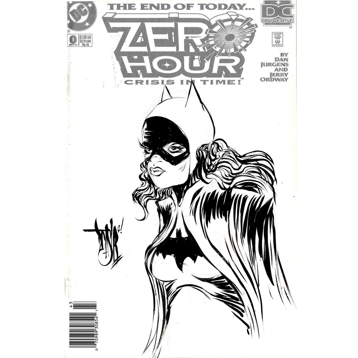 ZERO HOUR (1994) DC Comic White Cover W Original Dave Castr Batgirl Sketch Art