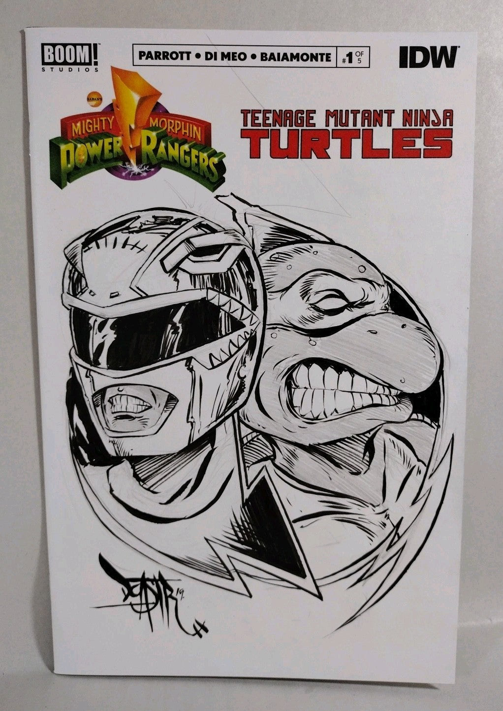 MMPR TMNT 1 (2019) IDW BOOM Sketch Cover Variant Comic W Original Dave Castr Art