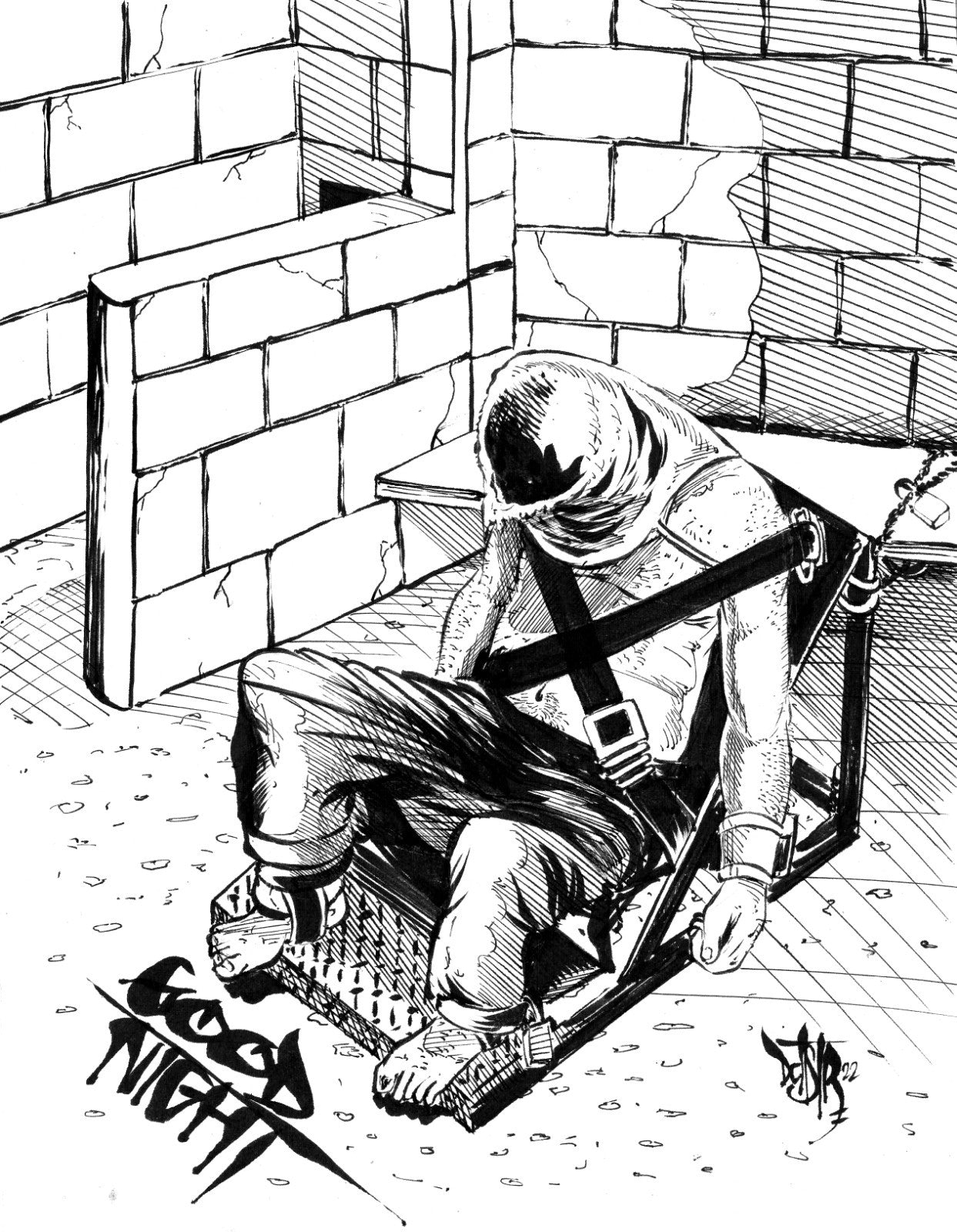 Solitary Original (2022) Dave Castr 8.5 X 11" Pencil & Ink Drawing W ARG COA 195
