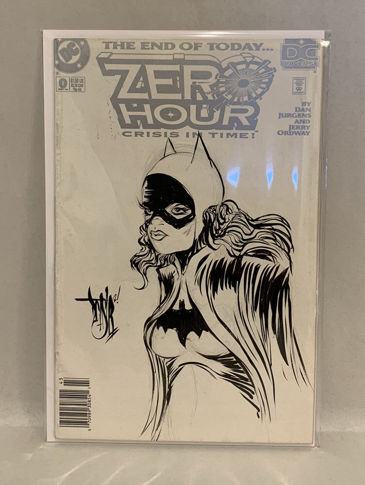ZERO HOUR (1994) DC Comic White Cover W Original Dave Castr Batgirl Sketch Art
