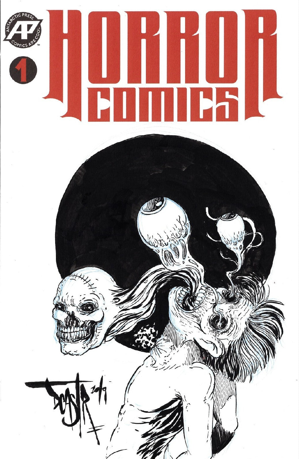 Horror Comics #1 (2019) Antarctic Press Sketch Cover W Original Dave Castr Art