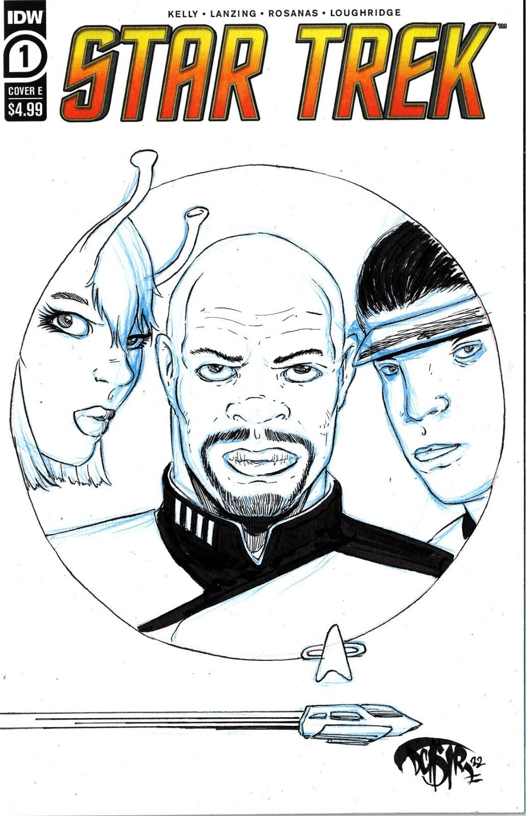 Star Trek #1 (2022) IDW Sketch Cover Variant Comic W Original Dave Castr Art ARG