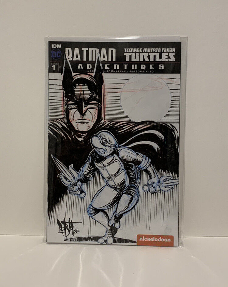 BATMAN TMNT ADVENTURES #1 Blank Variant Cover Comic W Original Art Dave Castr