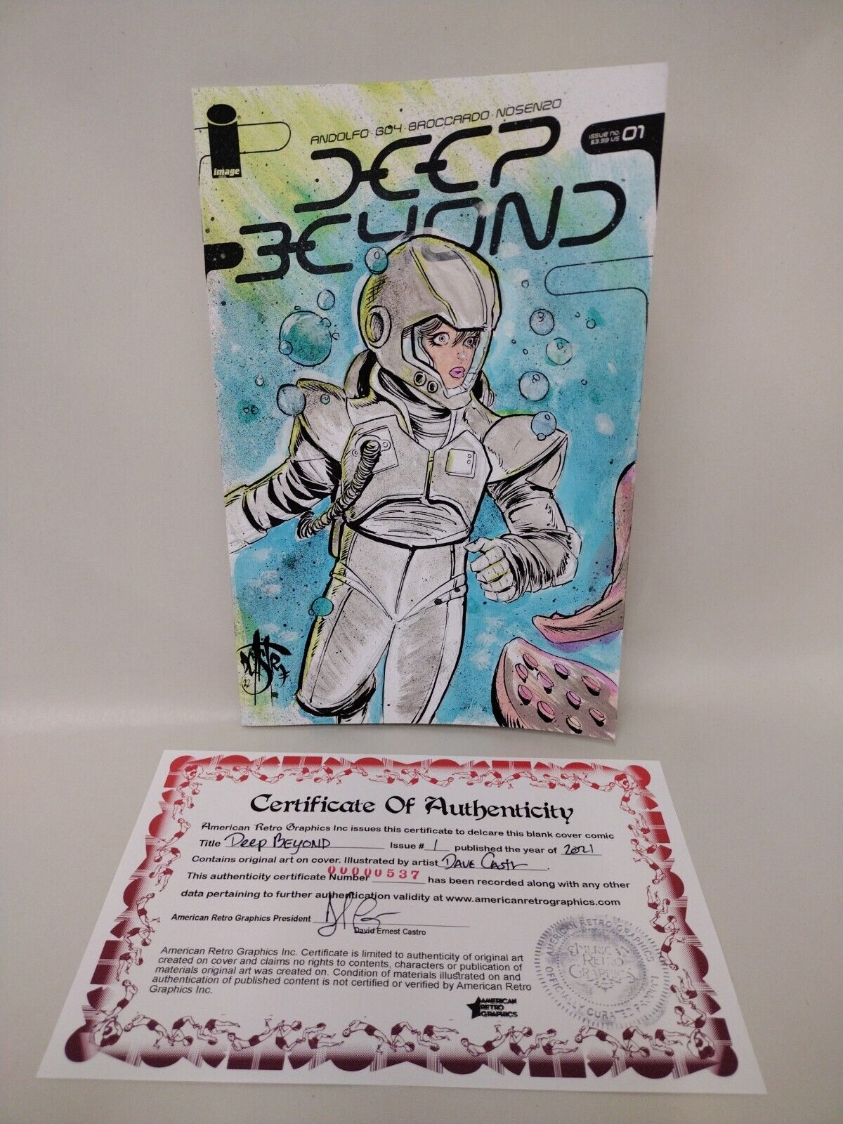 Deep Beyond #1 (2021) Blank Cover Image Comic W Original Dave Castr Art ARG COA