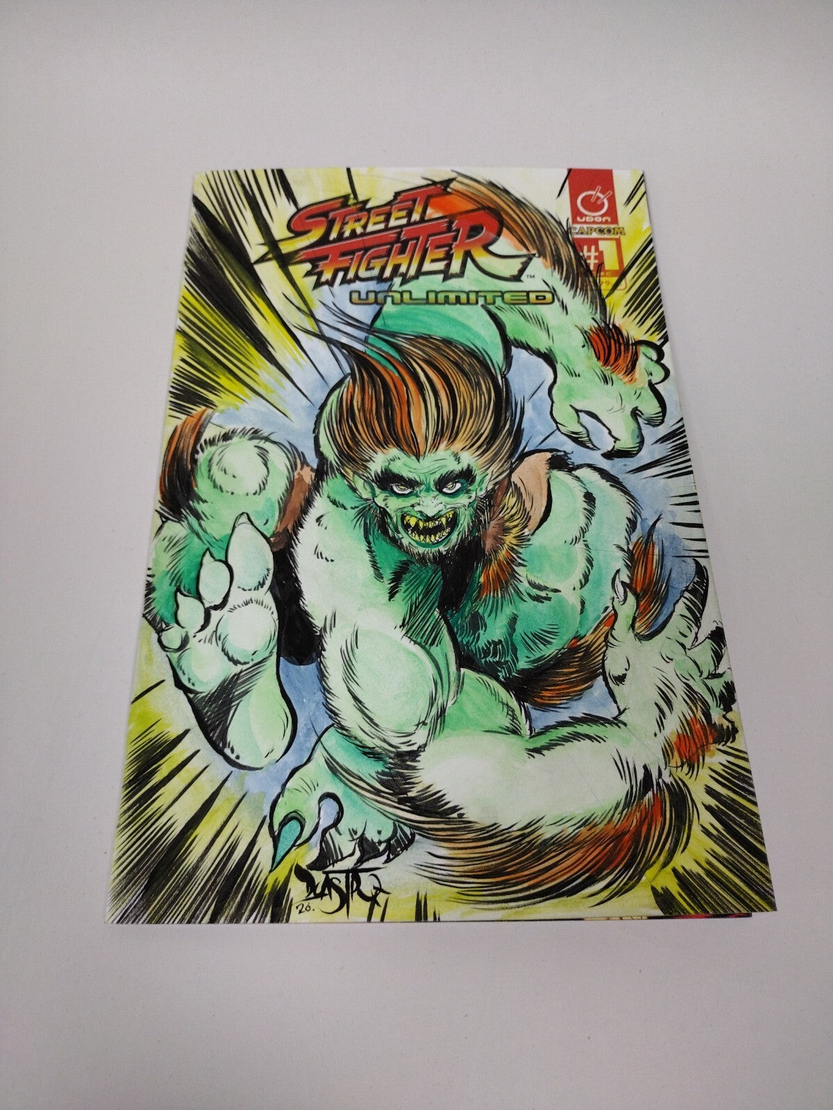 Street Fighter Unlimited 1 Sketch Variant Comic W Original DCastr Blanka Art COA