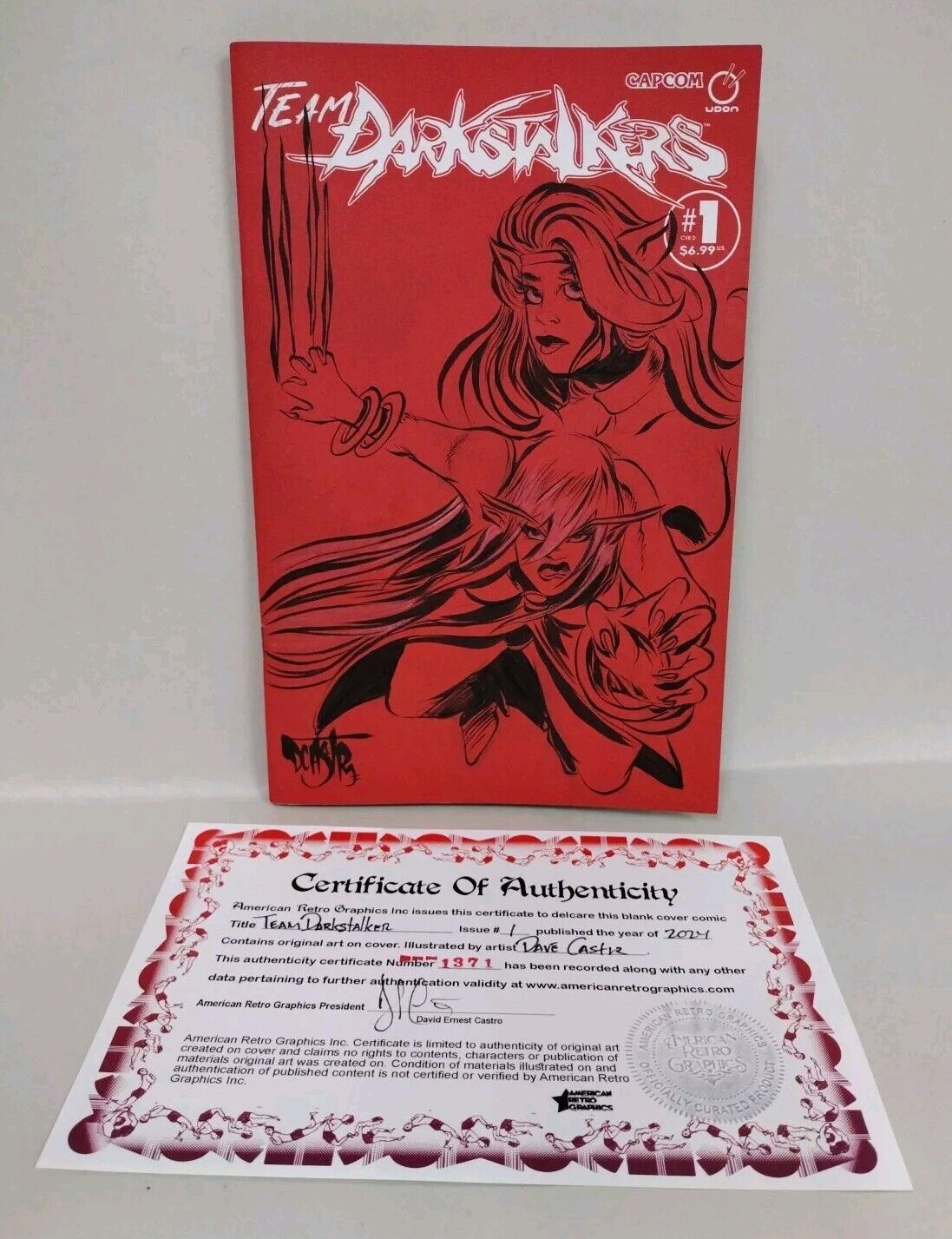 Team DARKSTALKERS 1 Udon Capcom 2024 Red Sketch Cover Comic Original DCastr Art