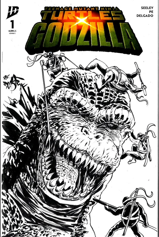 TMNT Godzilla #1 (2025) IDW Sketch Cover Comic W Original Dave Castr Art
