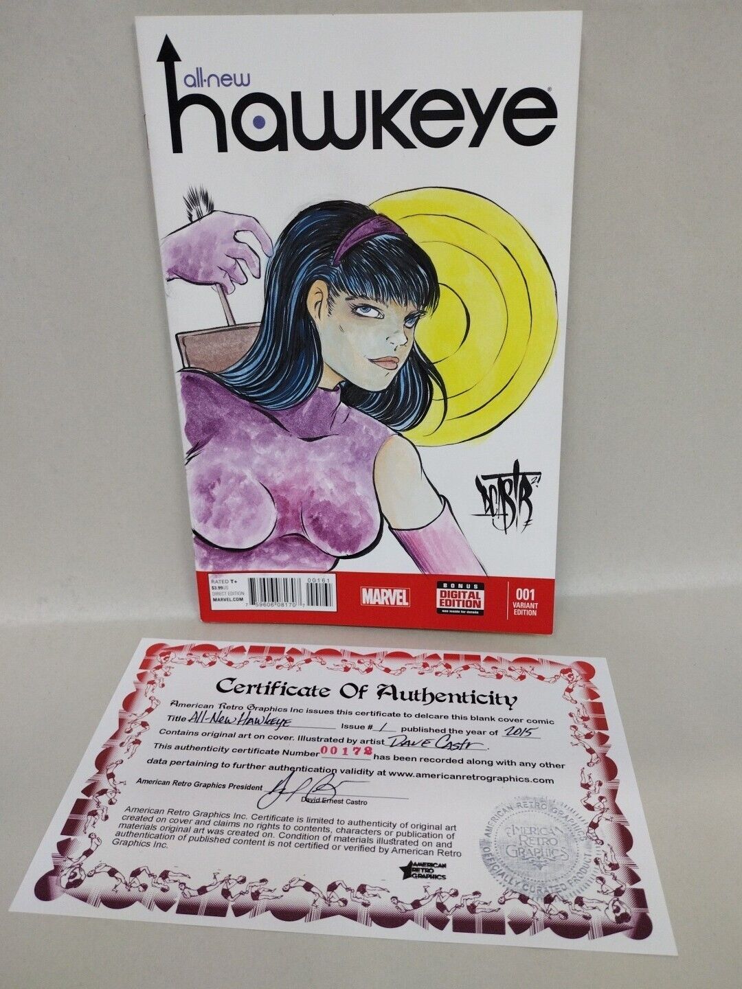 ALL NEW HAWKEYE #1 (2015) Marvel Blank Cover Variant Comic W Original DCastr Art