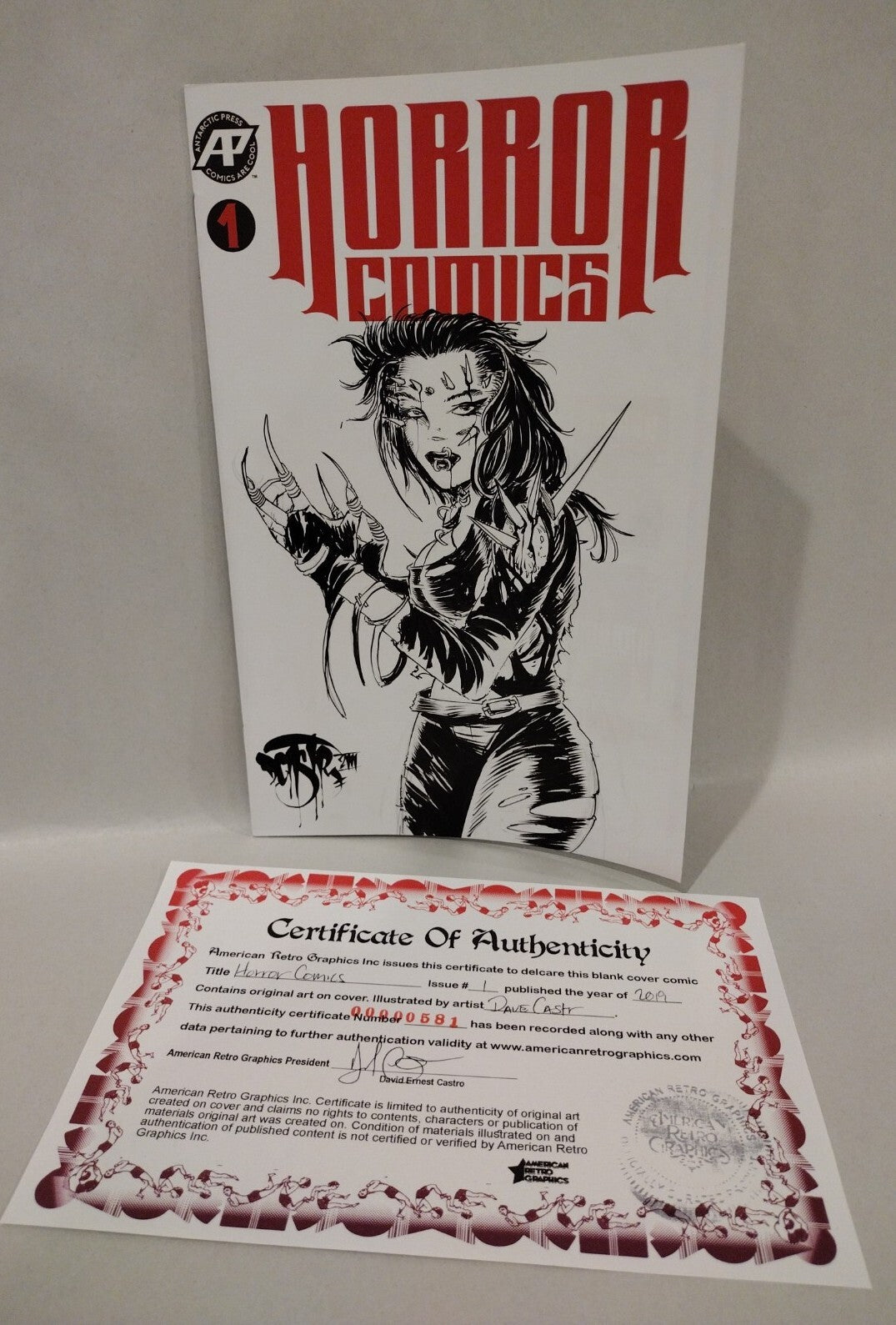 Horror Comics #1 Antarctic Press 2019 Sketch Cover W Original DCastr ROTLD 3 Art