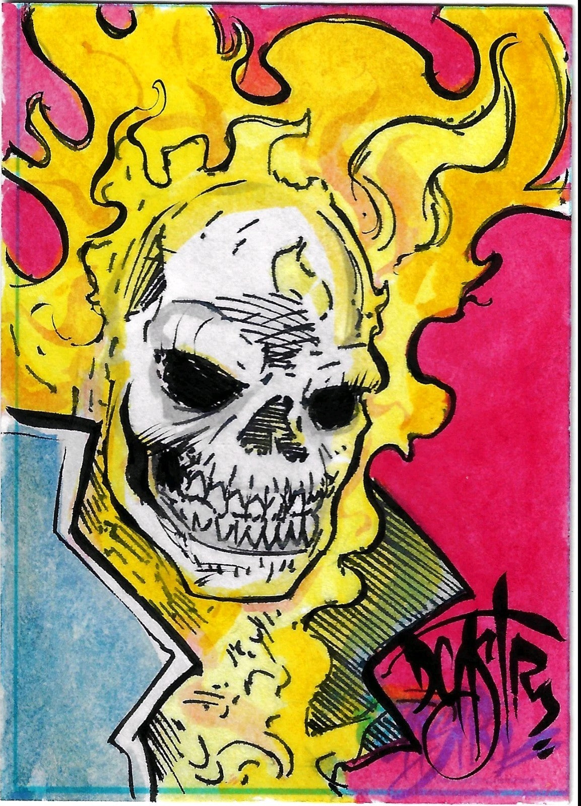 Dave Castr Crusin (2025) OAC Sketch Card W Original Marvel Ghost Rider Art ACEO