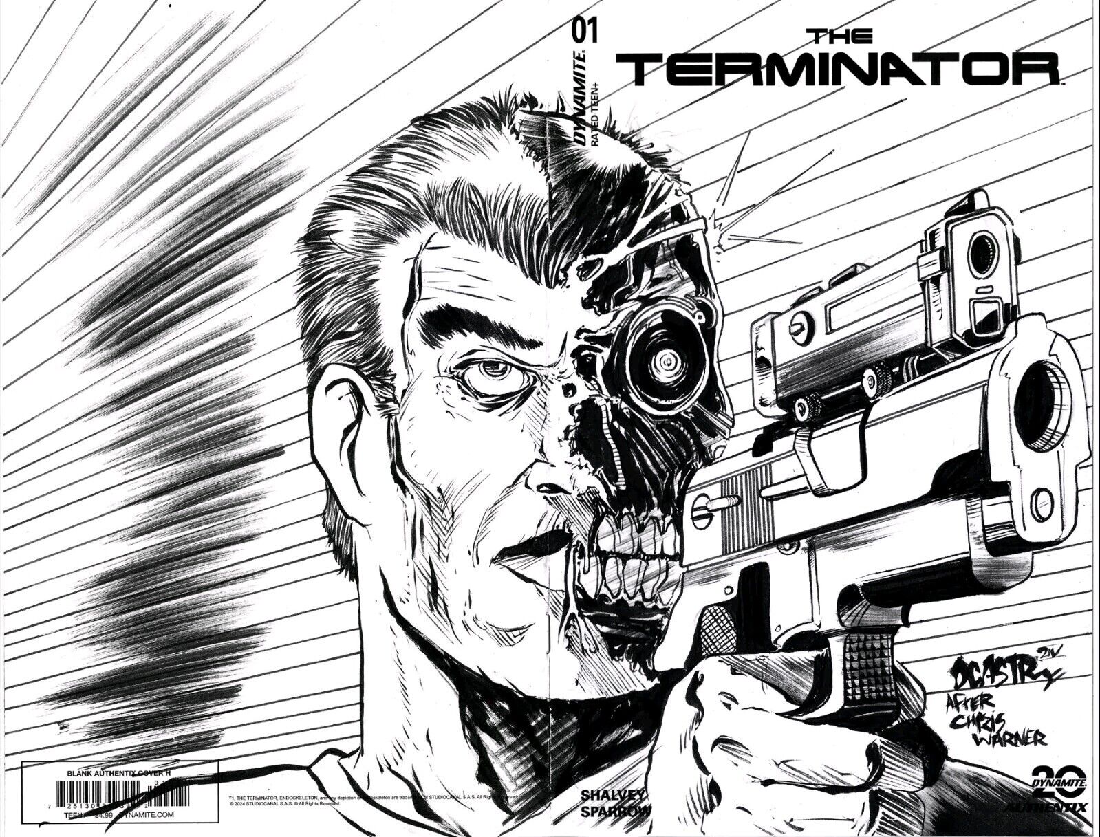 Terminator #1 (2024) Dynamite Comic Sketch Variant Cover W Original DCastr Art