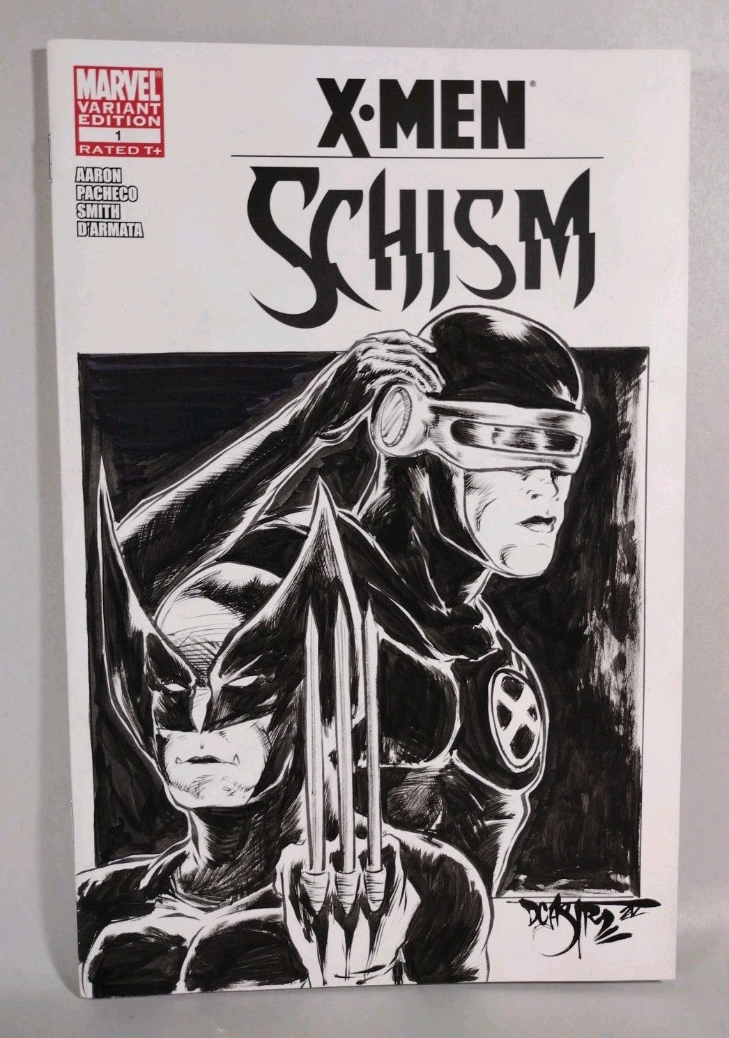 X-Men Schism #1 (2011) Marvel Sketch Cover Comic Var W Original Dave Castr Art