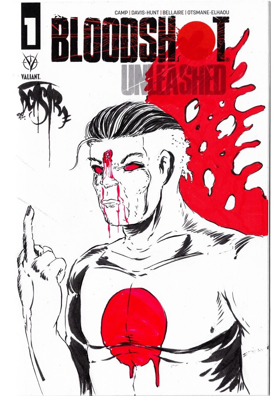 Bloodshot Unleashed 1 (2022) Valiant Comic Blank Cover w Original DCastr Art COA