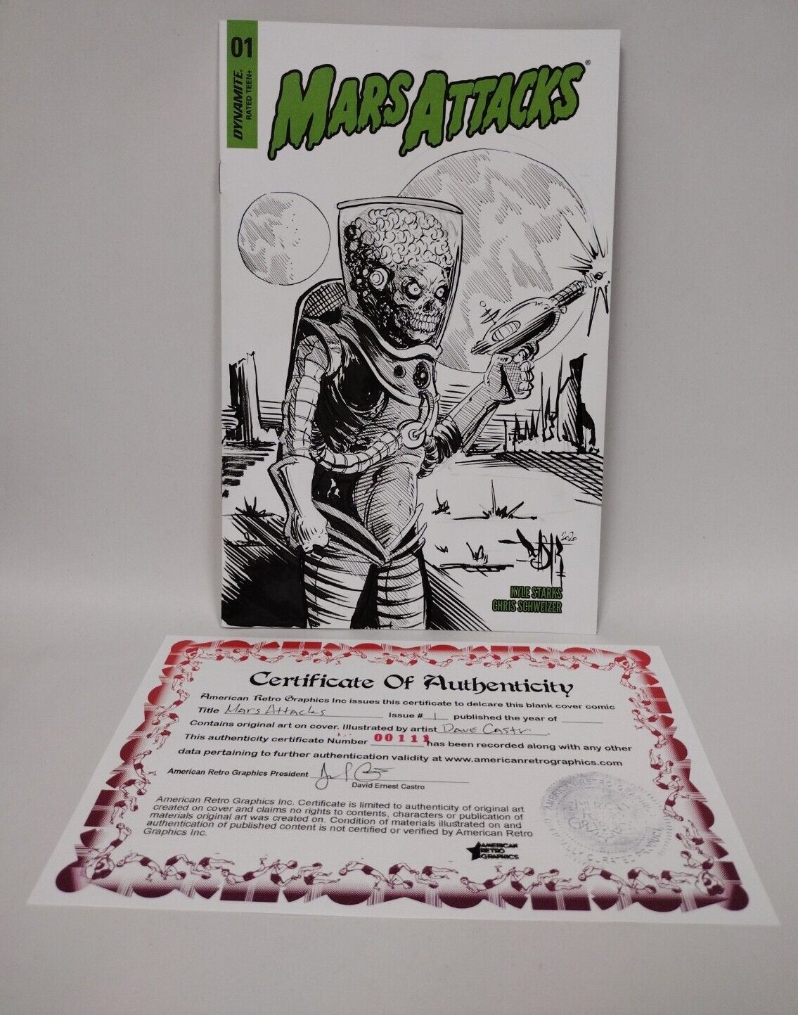 Mars attacks#1 (2018)Blank Cover Comic w Original Art Dcastr 