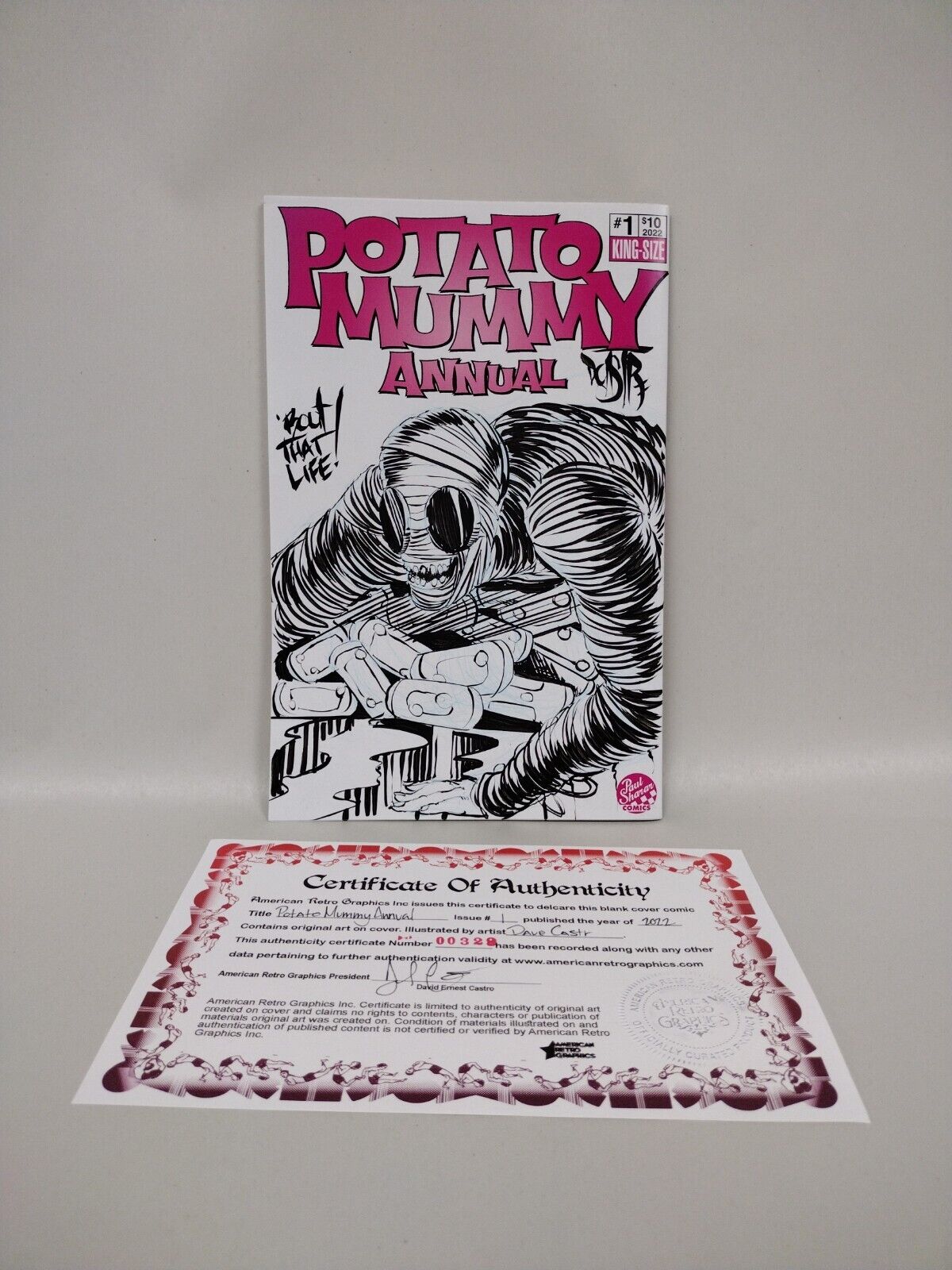 Potato Mummy Annual#1 (2022)Blank Cover Variant Comic W Original DCastr Art COA 