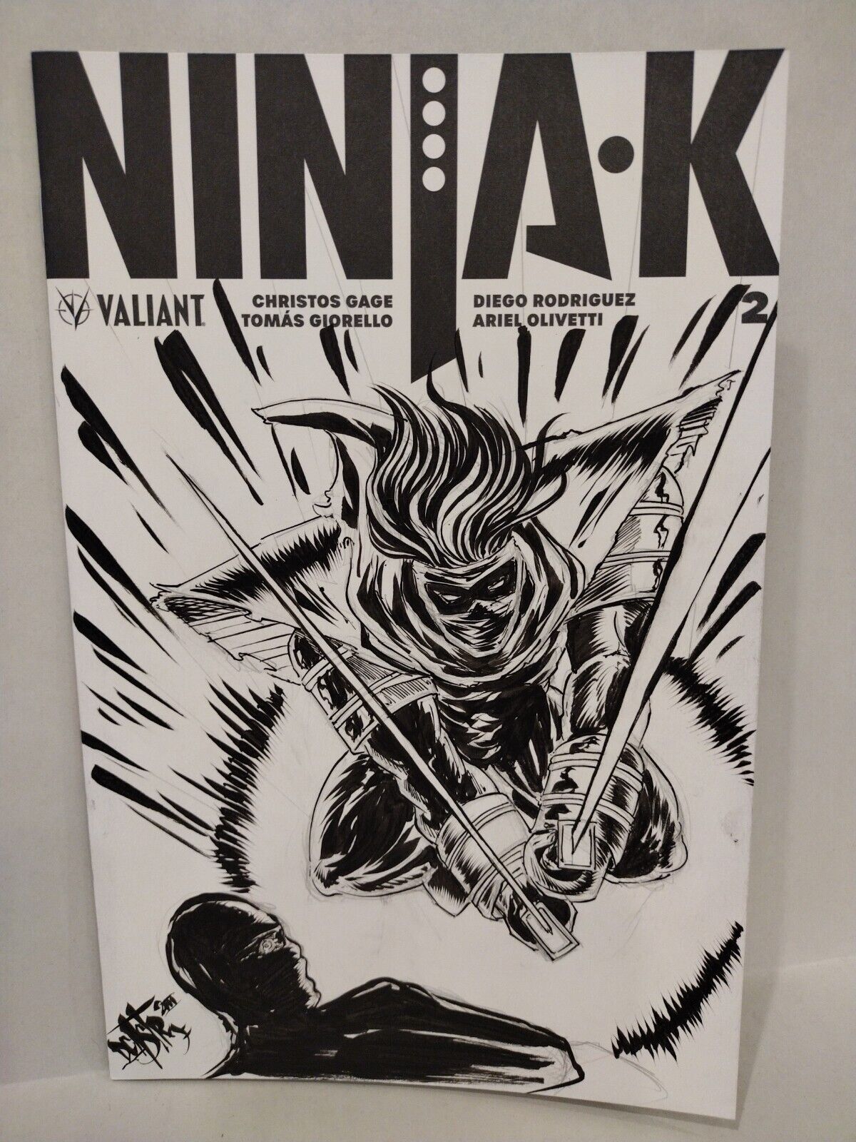 NinjaK #2 (2017) Blank Cover Valiant Comic W Original Dave Castr Art ARG COA