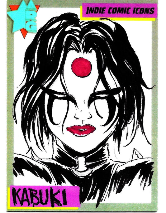 Indie Comic Icons Sketch Card w Original Kabuki Art DCastr (2023) ARG DC Homage