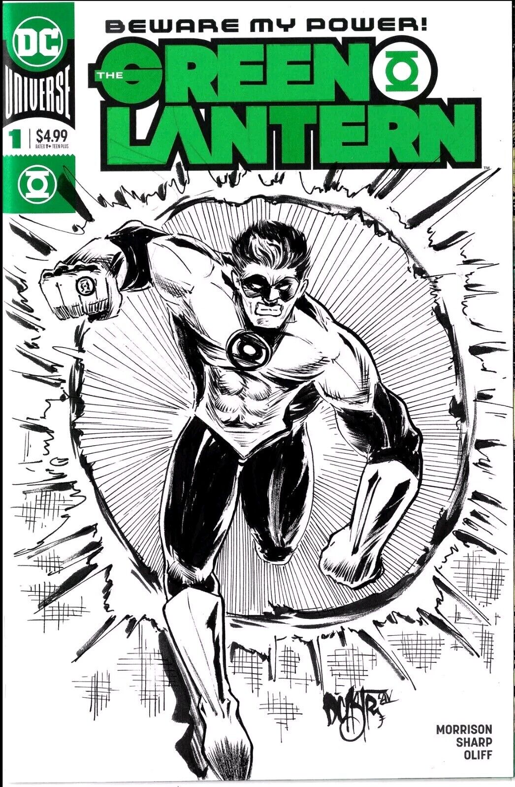 Green Lantern #1 (2019) DC Comic Sketch Variant W Original Dave Castr Art