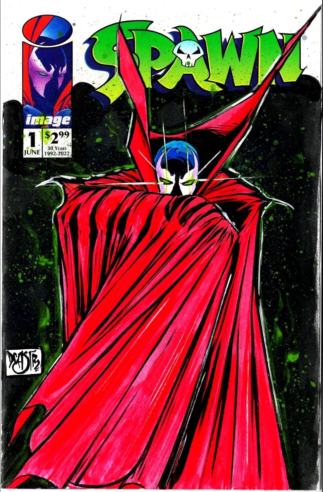 Spawn 1 30th Anniversary 2022 Sketch Cover Image Comic w Original Dave Castr Art