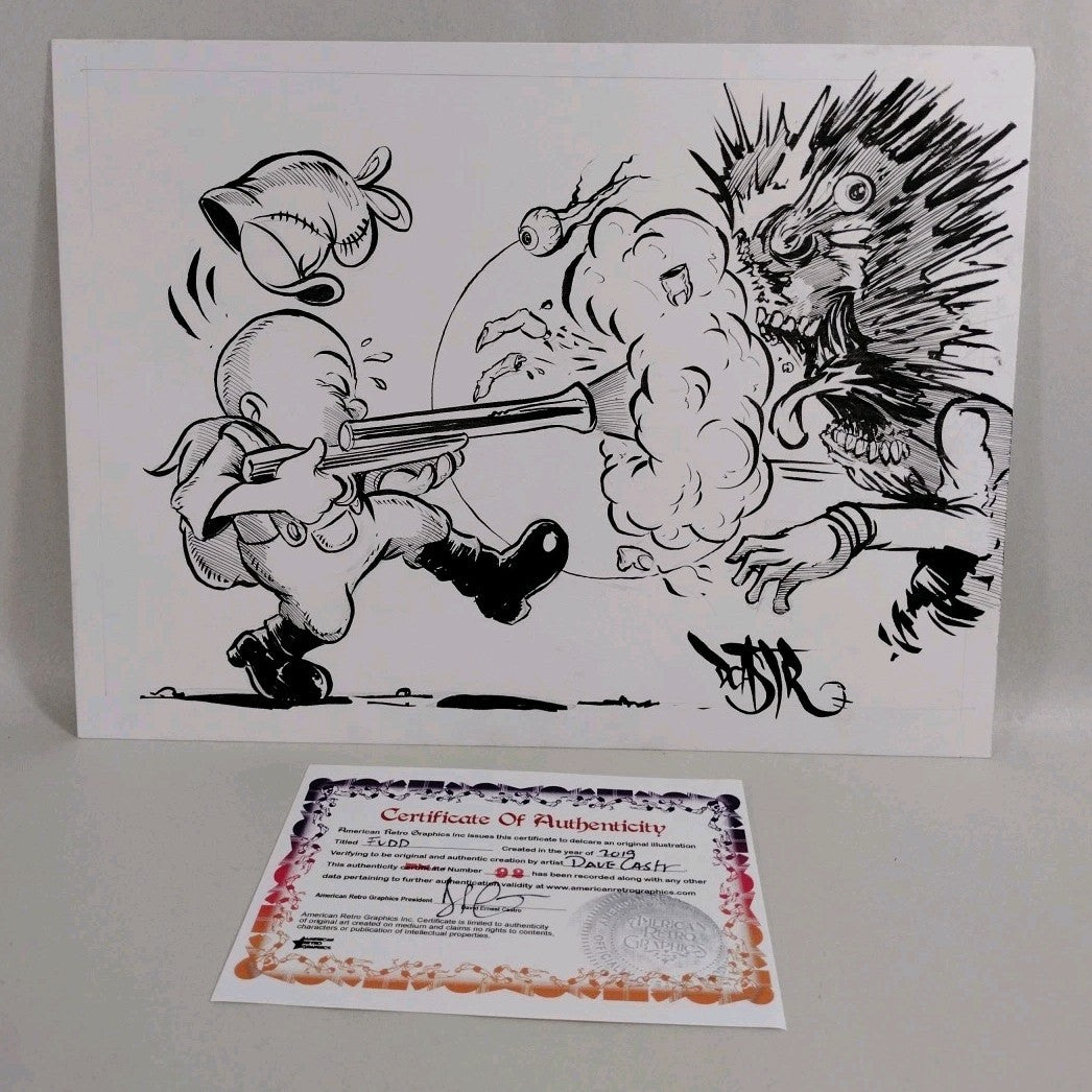 Fudd Original 9x 12" Inked Dave Castr Comic Illustration Art ARG COA 92