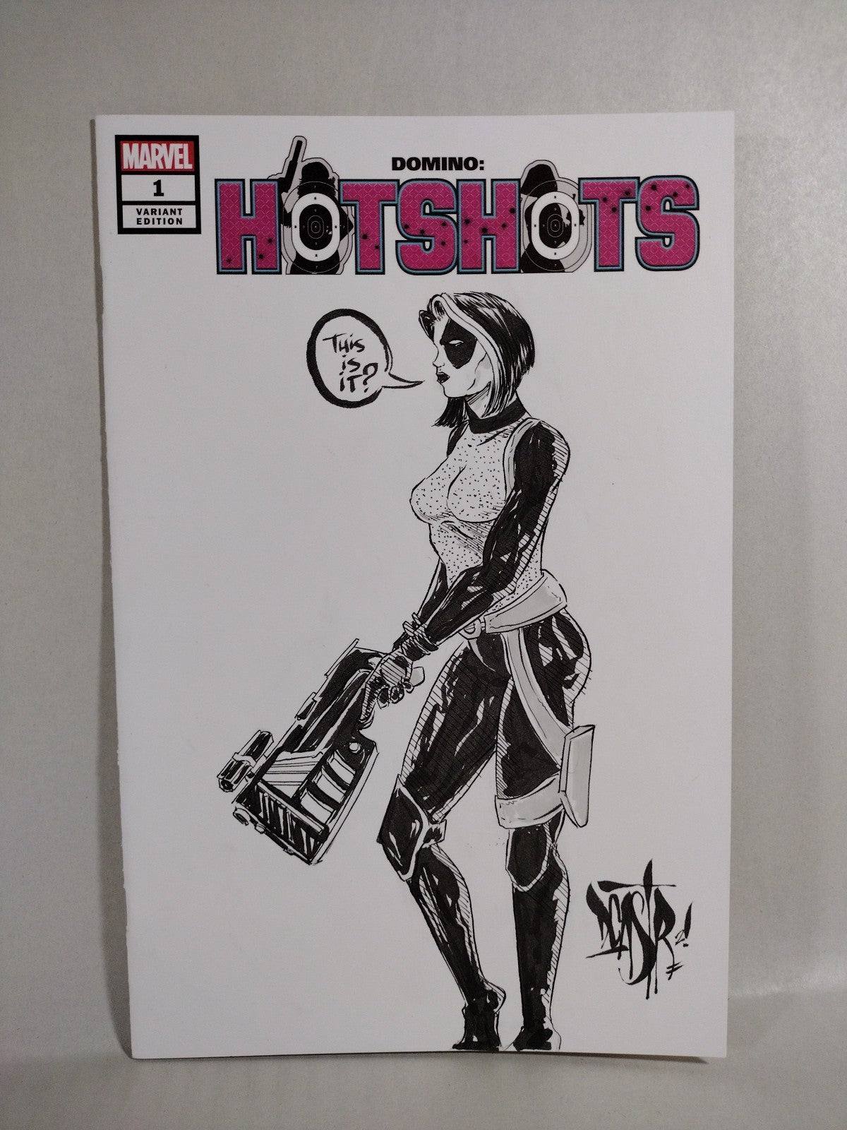 Domino Hotshots #1 (2019) Sketch Cover Variant Comic w Original DCastr Art 
