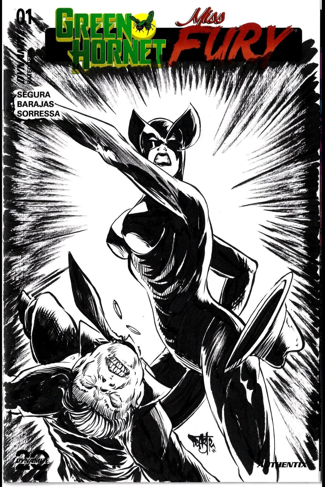 Green Hornet Miss Fury 1 Dynamite 2025 Sketch Cover Comic W Original DCastr Art