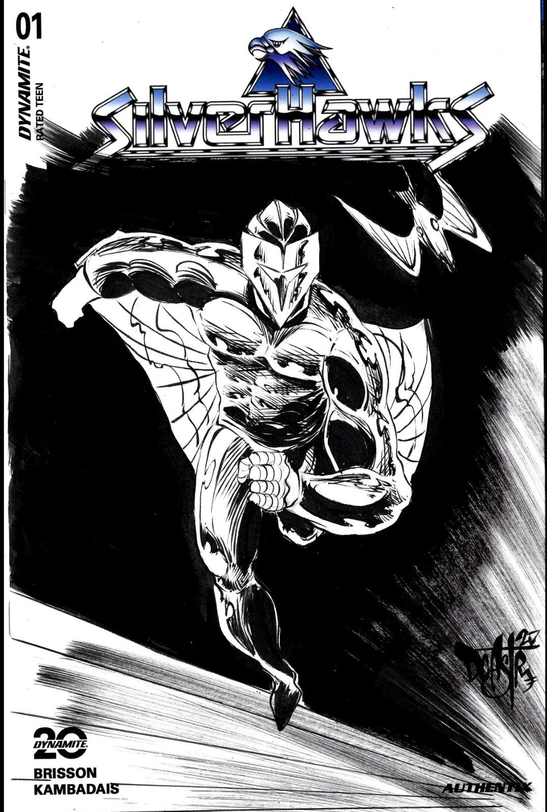 Silverhawks 1 (2025) Dynamite Sketch Cover Var W Original DCastr Quicksilver Art