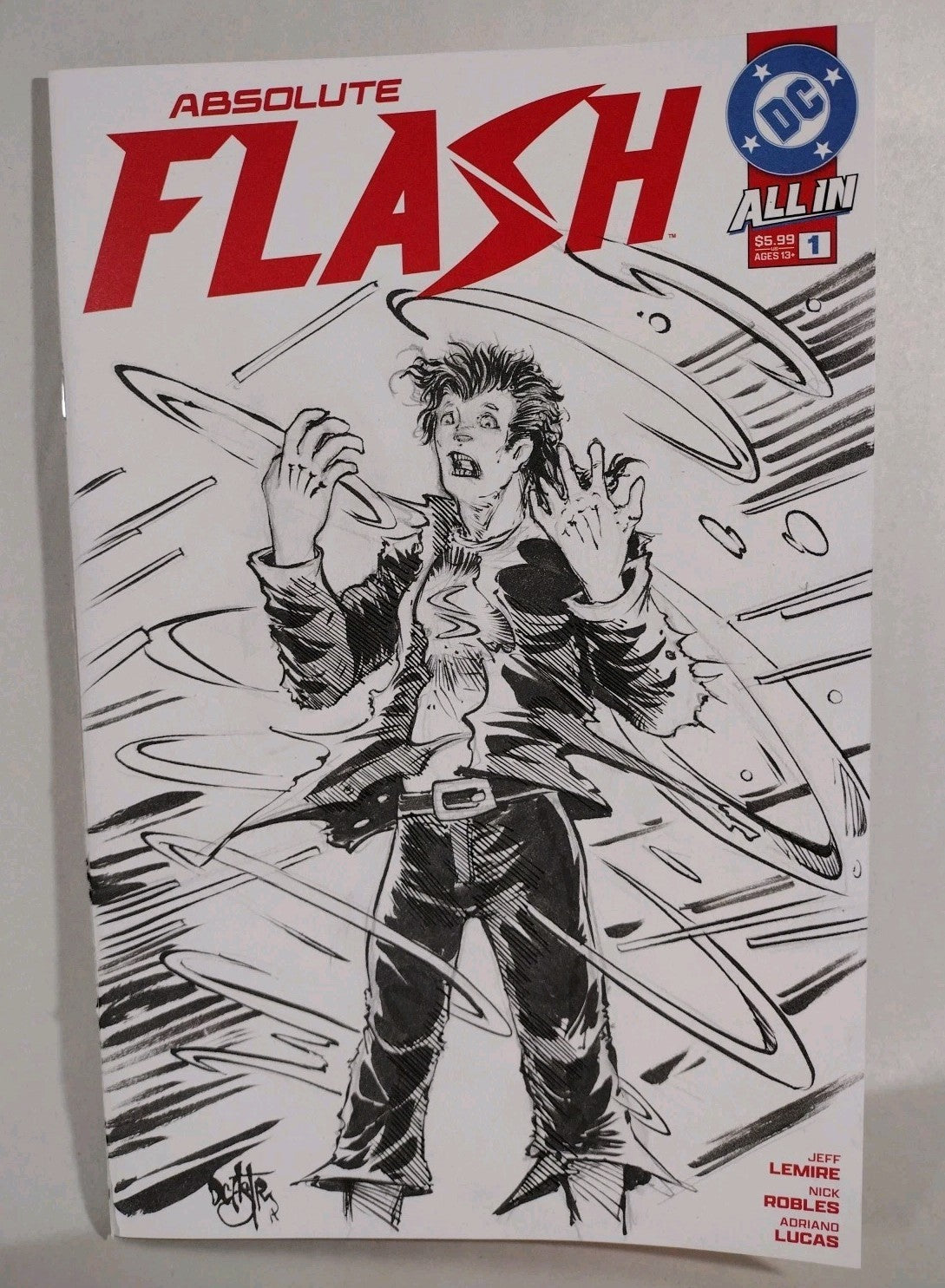 Absolute Flash 1 (2025) DC Comic Sketch Variant Cvr W Original Dave Castr Art