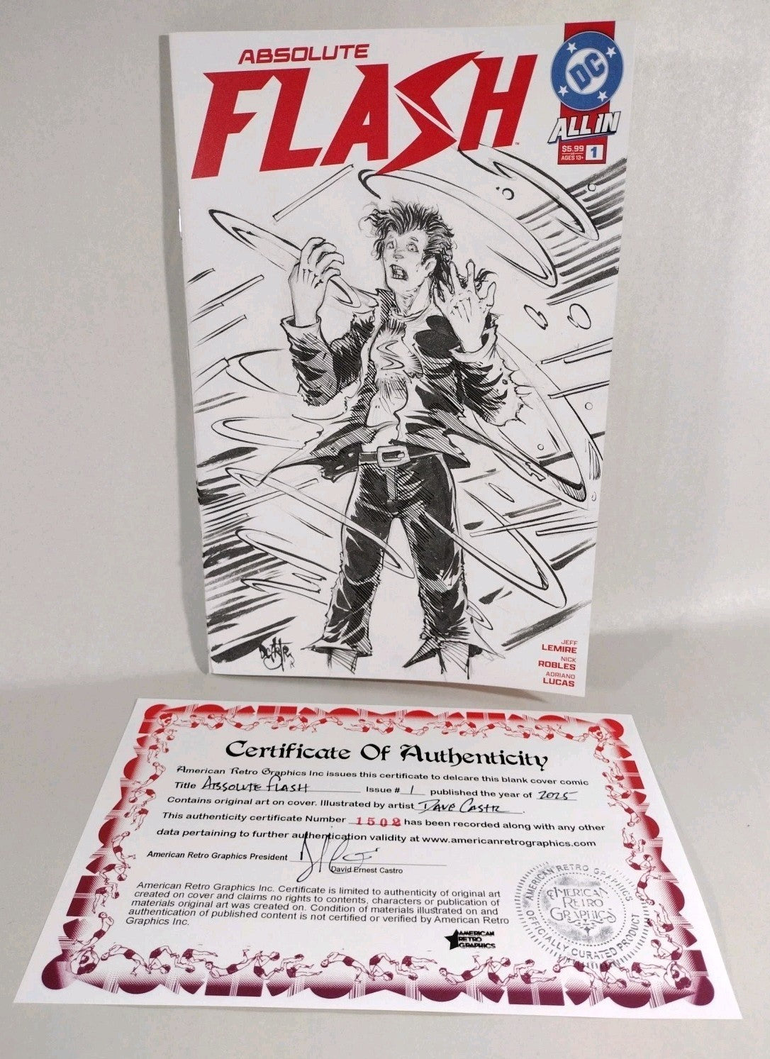 Absolute Flash 1 (2025) DC Comic Sketch Variant Cvr W Original Dave Castr Art