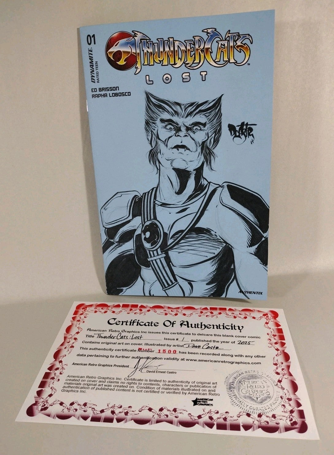 Thundercats Lost 1 (2025) Dynamite Blue Sketch Cover Comic W Original DCastr Art