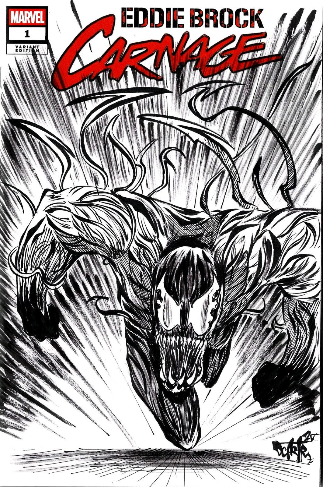 Eddie Brock Carnage #1 (2025) Marvel Sketch Cover Variant W Original DCastr Art