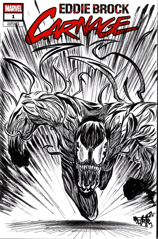 Eddie Brock Carnage #1 (2025) Marvel Sketch Cover Variant W Original DCastr Art