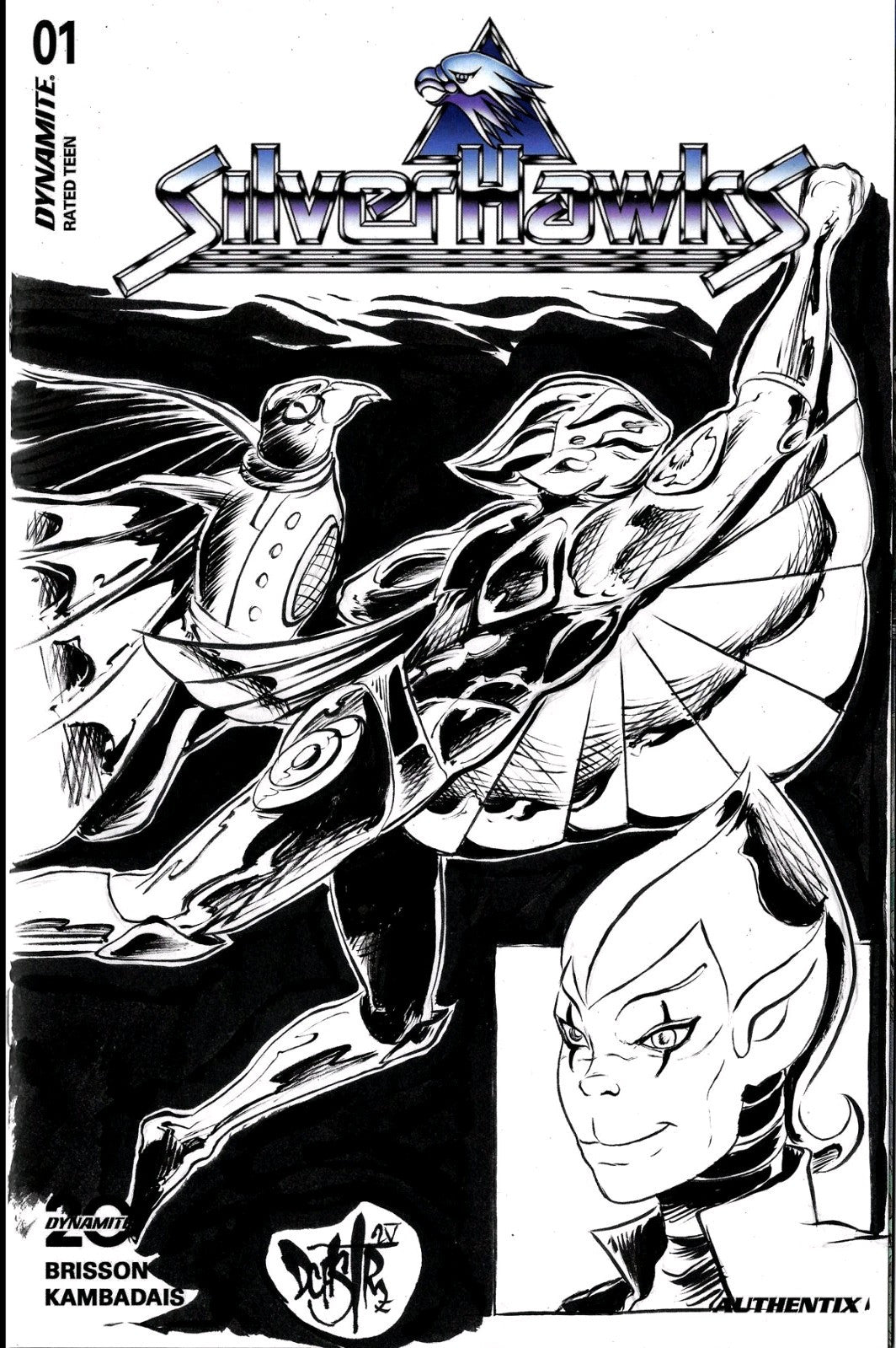 Silverhawks 1 (2025) Dynamite Sketch Cover Var W Original DCastr Copper Kid Art