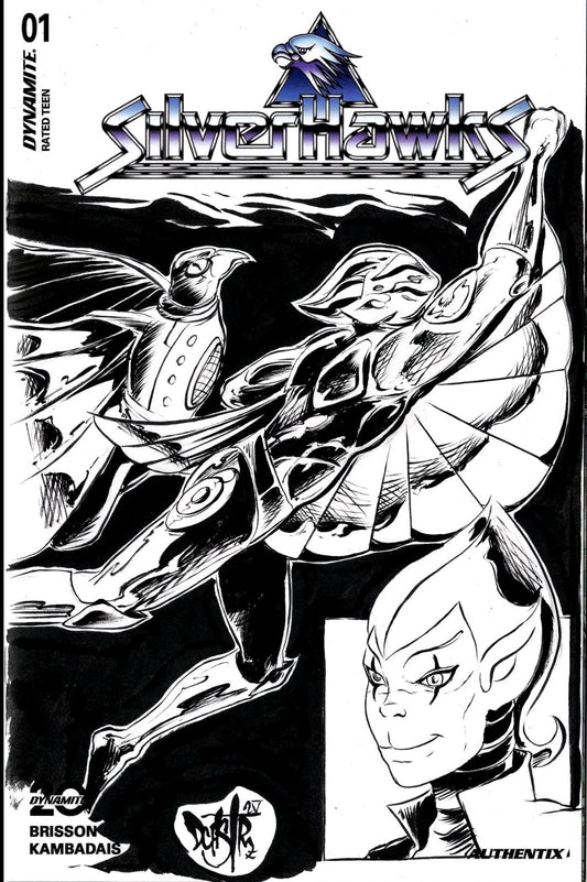 Silverhawks 1 (2025) Dynamite Sketch Cover Var W Original DCastr Copper Kid Art